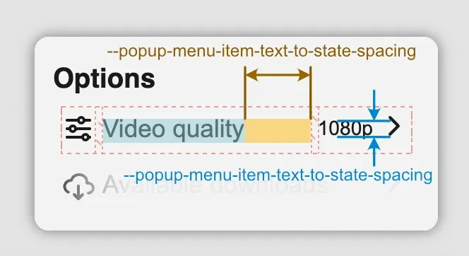 Menu item with status